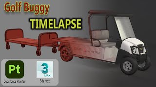 Game Asset PBR TIMELAPSE - low poly Golf Buggy / 3ds max and substance painter
