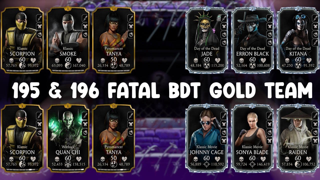 Match 195 & 196 Black Dragon Fatal Tower using Gold Team | MK Mobile