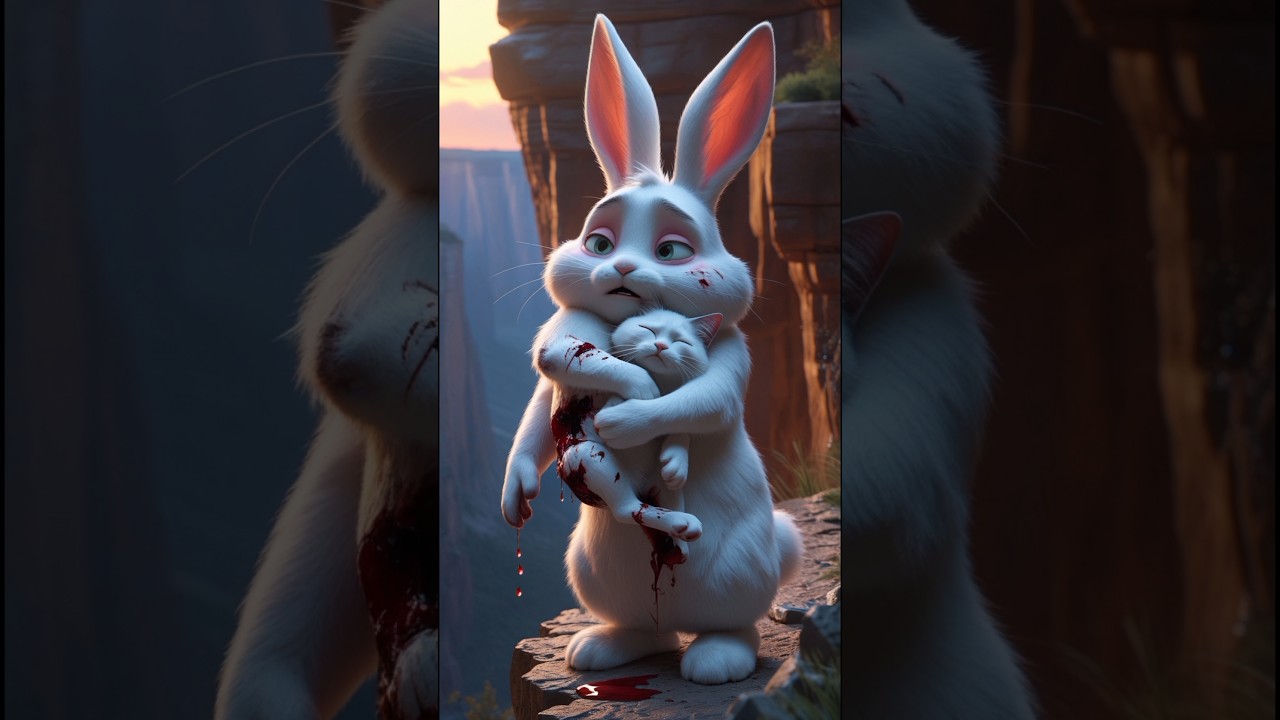 Rabbit helps kitten in accident 🐰 