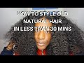 Natural Hair: How to Style THICK Old Natural Hair QUICKLY LESS THAN 30 MINS!