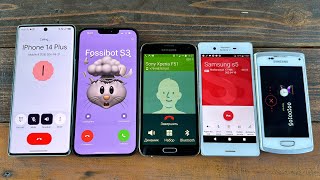 iPhone 14Plus + Samsung S5 incoming Call Sony Xperia F512+ Samsung  Wave2 + Fossibot S3