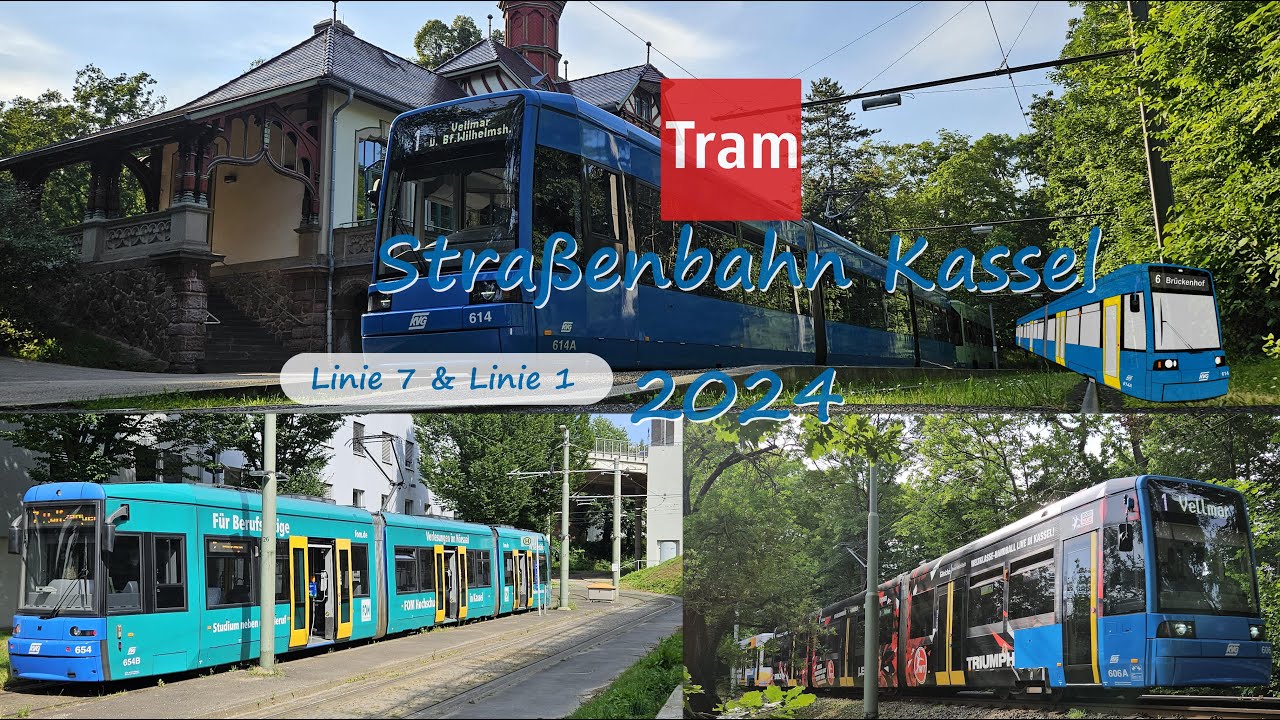 Straßenbahn Kassel 2024: Linie 7 & Linie 1 | 4K 60fps (UHD)