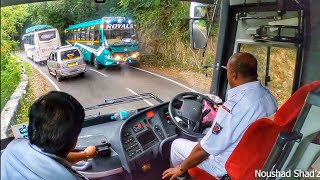 VOLVO bus Amazingly skilled driving in dangerous hairpin bend ghat road -hats off to this driver sir screenshot 4