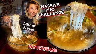 MASSIVE BOWL OF PHO EATING CHALLENGE in Michigan!! #RainaisCrazy