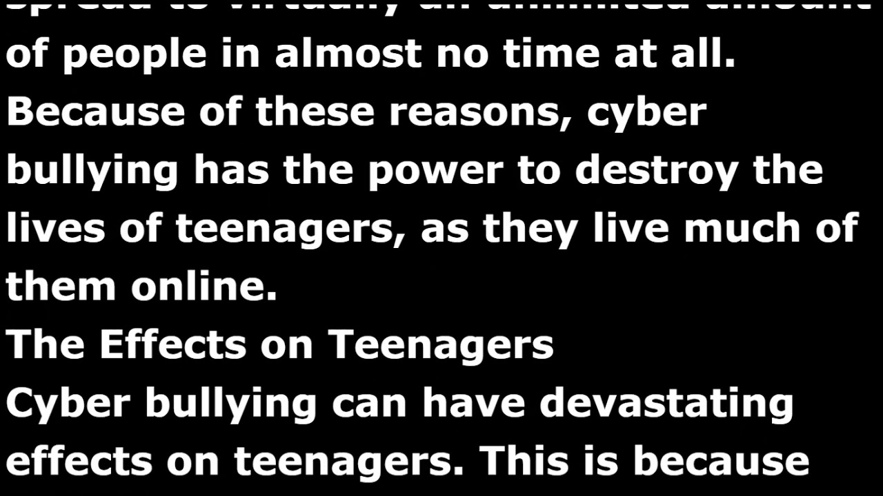 Research Essay Example - The Effects Of Cyber Bullying On Teenagers