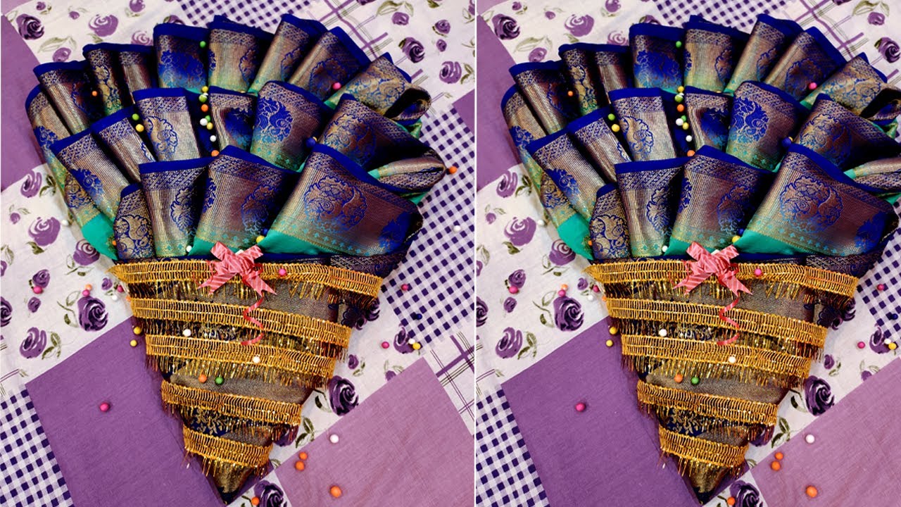 Saree Packing Idea II Wedding Tray Decoration with Silk Saree II Flower