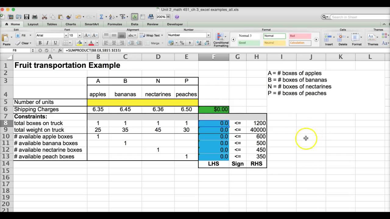 how to use excel qm linear programming