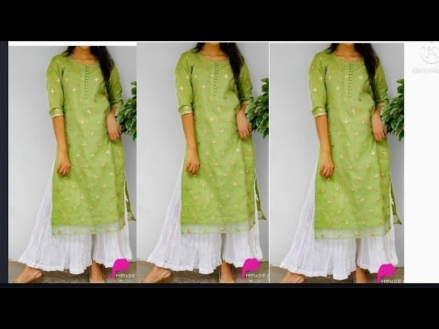 Beautiful Round Neck Cotton Kurti | Baby Pink | PM0003 - Boutique In Trichy