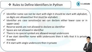 #3 identifiers in python | Rules to define identifier | Example in python