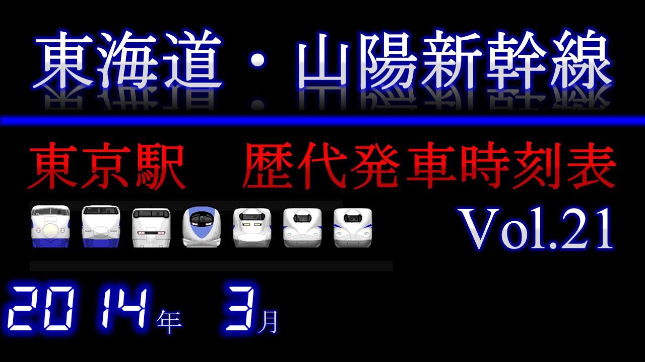 東海道・山陽新幹線　東京駅発車時刻表　2014年3月15日