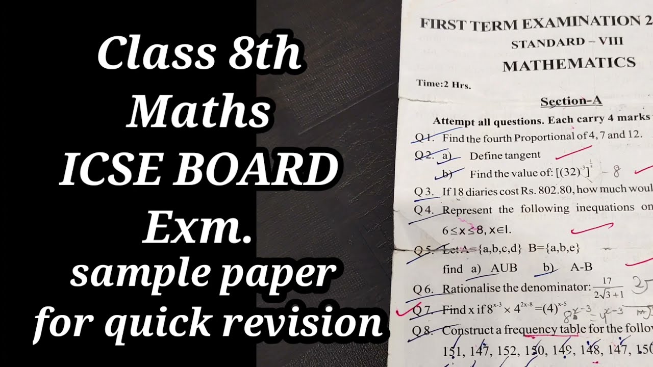 Class 8th Maths Sample Paper ICSE BOARD Easy Explained Subscribe class-8th-maths-sample-paper-icse-board-easy-explained-subscribe