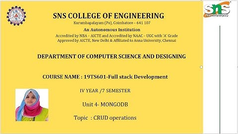 MongoDb CRUD|Full stack Development|SNS INSTITUTIONS