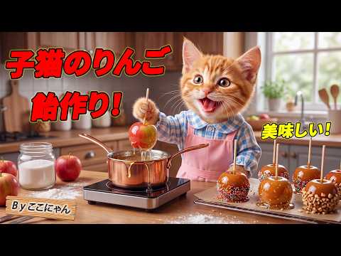 Heartwarming] Kokonyan sells candy apples at a festival stall for