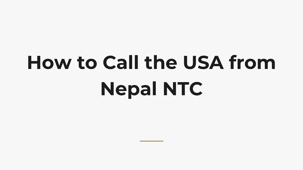 How to Call the USA from Nepal NTC - YouTube