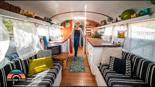 Her Beautiful Bus Conversion Tiny House  Divorce To Life On The Road