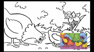Coloring pages Chicken and Chicks in the Garden Coloring Book Videos for Children