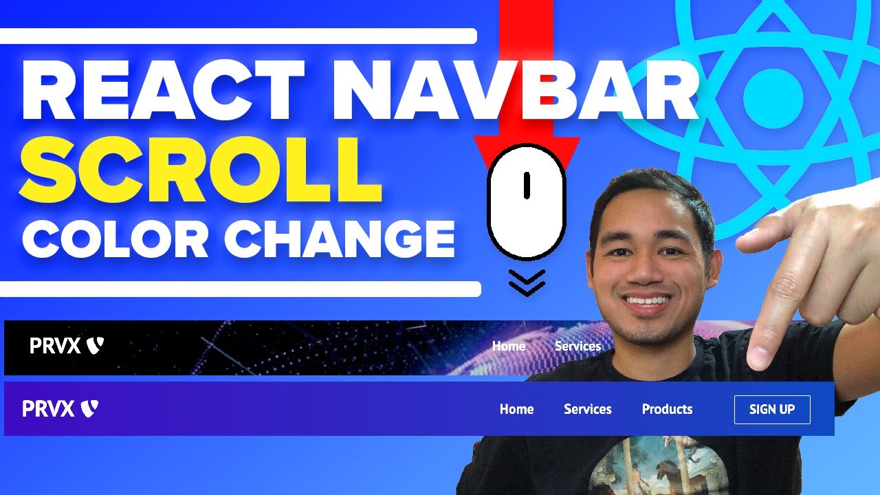 React Navbar Change Background Color on Scroll - React JS Website Tutorial  - YouTube