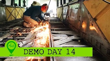 Bus Demo Day 14 - SPARKS FLY !!!! Seat Rail Removal
