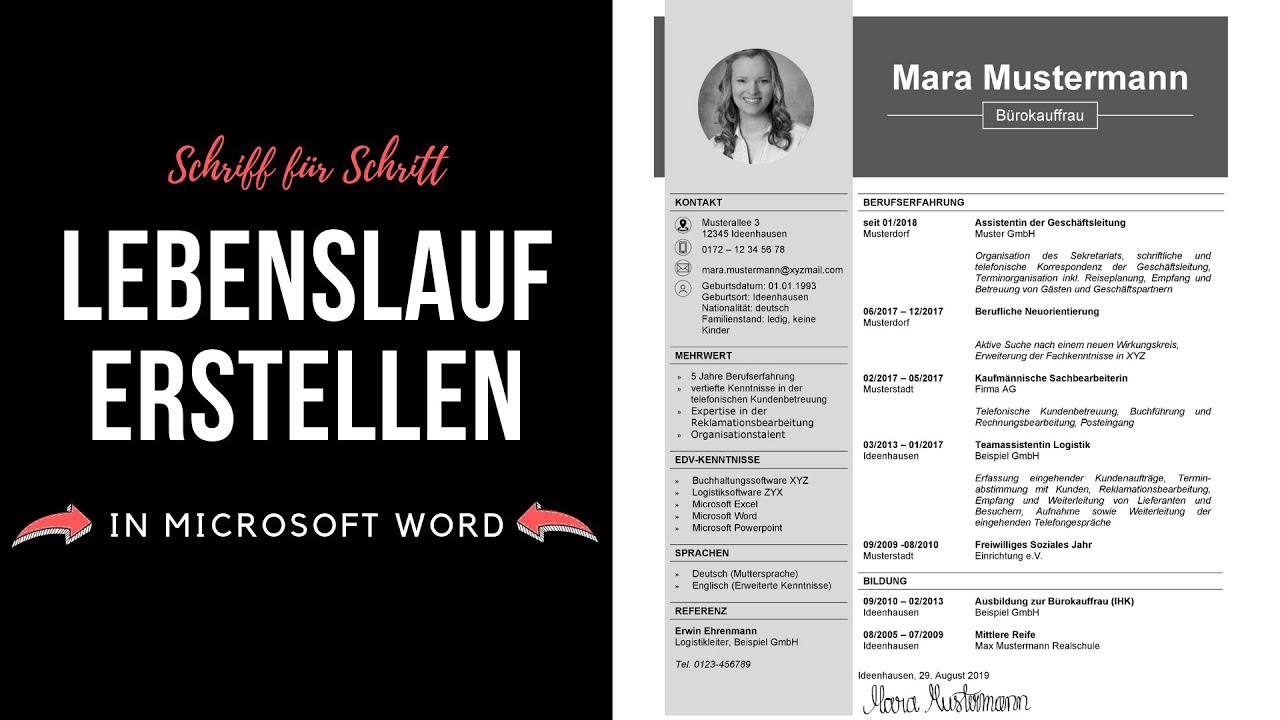 Professioneller Lebenslauf Schreiben Tabellarisch Modern Kreativ In Word Tutorial Youtube