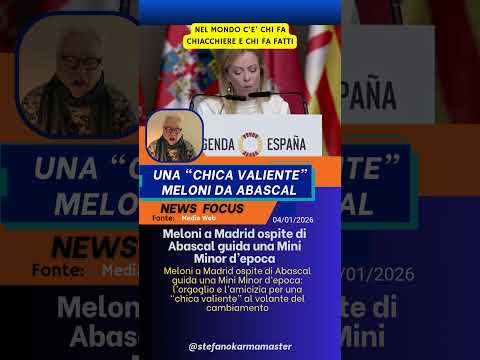 Video Meloni a Madrid ospite di Abascal guida una Mini Minor d’epoca #politicaitaliana