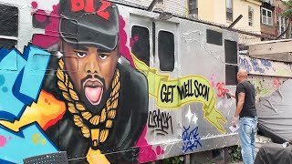 Fat Joe and Tats Cru painting Biz Markie 'Get Well Soon' Tribute