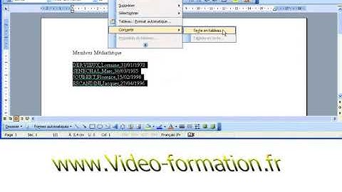 Convertir du texte en tableau dans Microsoft Office Word