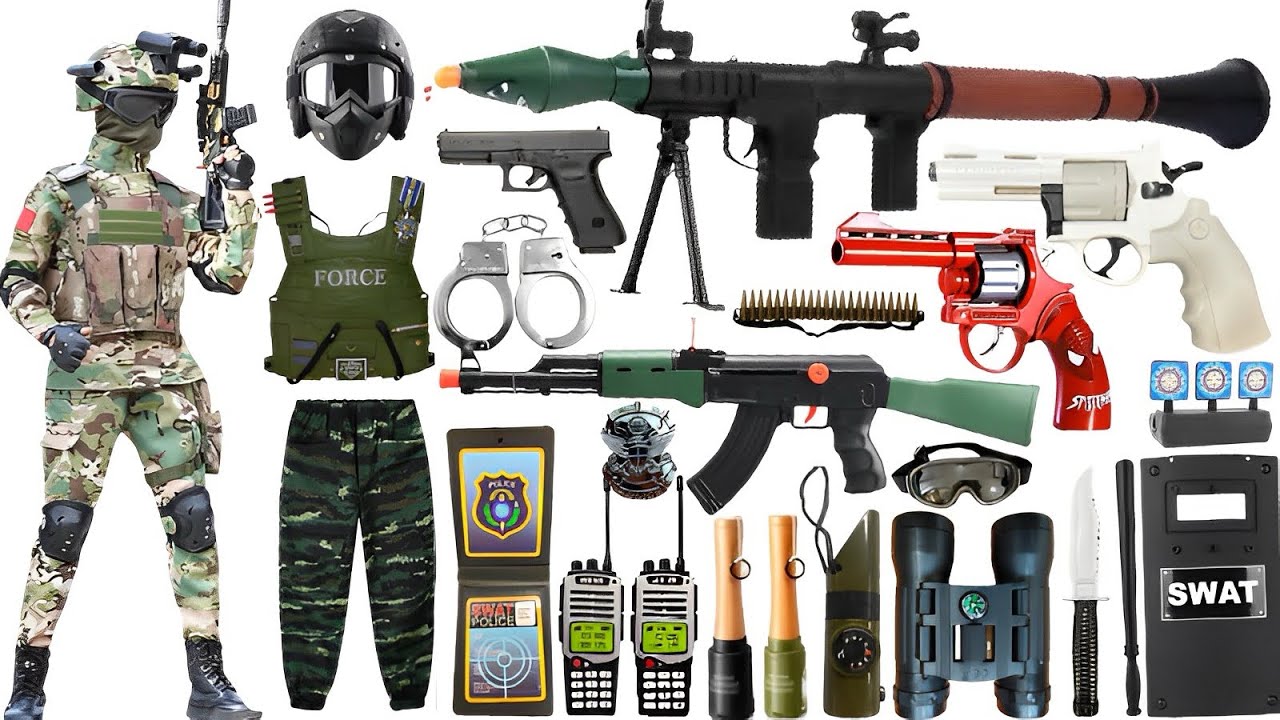 Small police toy weapon set ak47,RPG rocket launcher, pistol toy