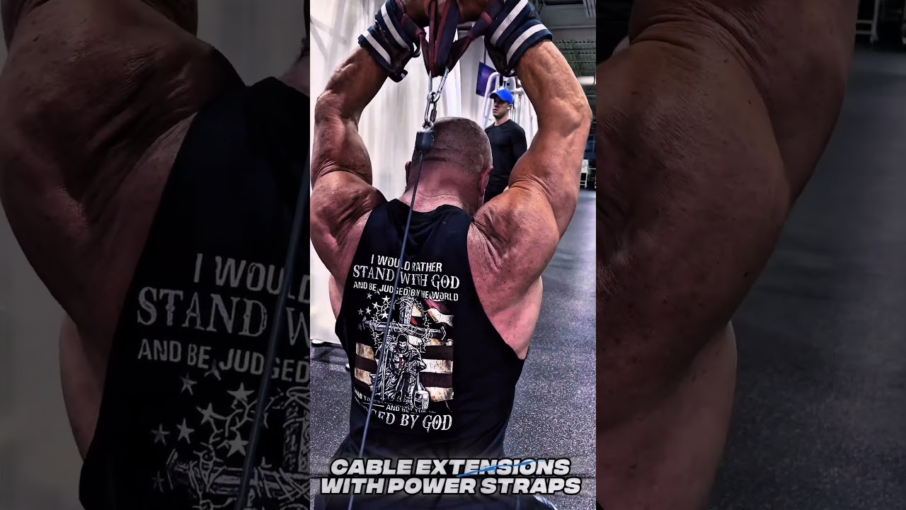 CABLE OVERHEAD EXTENSIONS WITH POWER STRAPS FOR TRICEPS #workout #muscle #workouttips #triceps