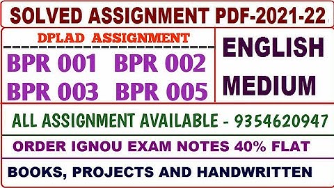 DPLAD Solved assignment 2021-22 / DPLAD Solved assignment English / BPR 01,02,03,05 Assignment