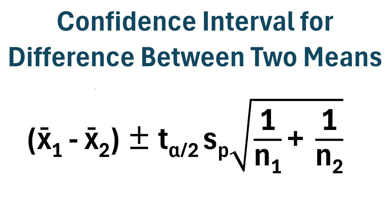 Confidence Interval for Difference Between Two Means - YouTube