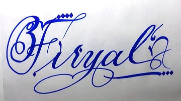 Firyal Name Signature Calligraphy Status | How to Cursive write with cut Marker #firyal @Firyal