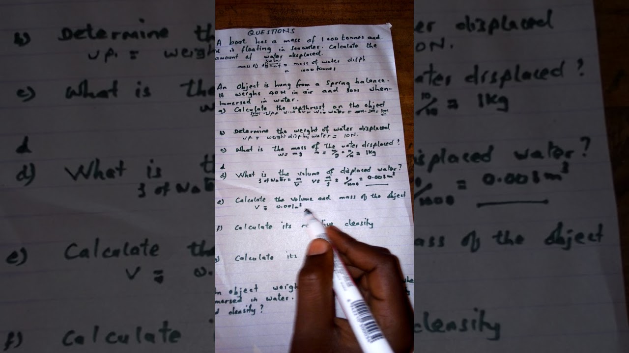 6.Physics Form 1 solved problems on law of flotation and Archimedes principle CSEE