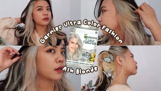 garnier haircolor ash blonde🤍|| Tutorial cat rambut sendiri dirumah|| Garnier ultra color fashion