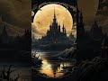 Black Witch Castle At Full Moon Night