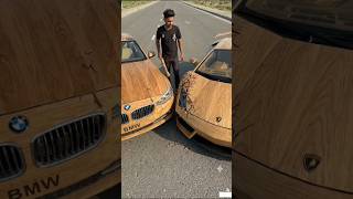 Wooden BMW vs. Wooden Lamborghini: The Ultimate Hit Test#woodenbmwwoodenlambohit#shorts #shortsfeed