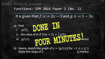 SPM Additional Mathematics 2018 Paper 2 Number 2 - Functions, Composite Functions