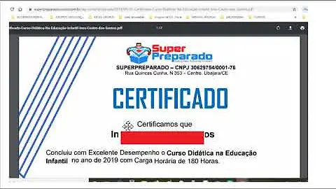 Como autenticar um certificado de curso?