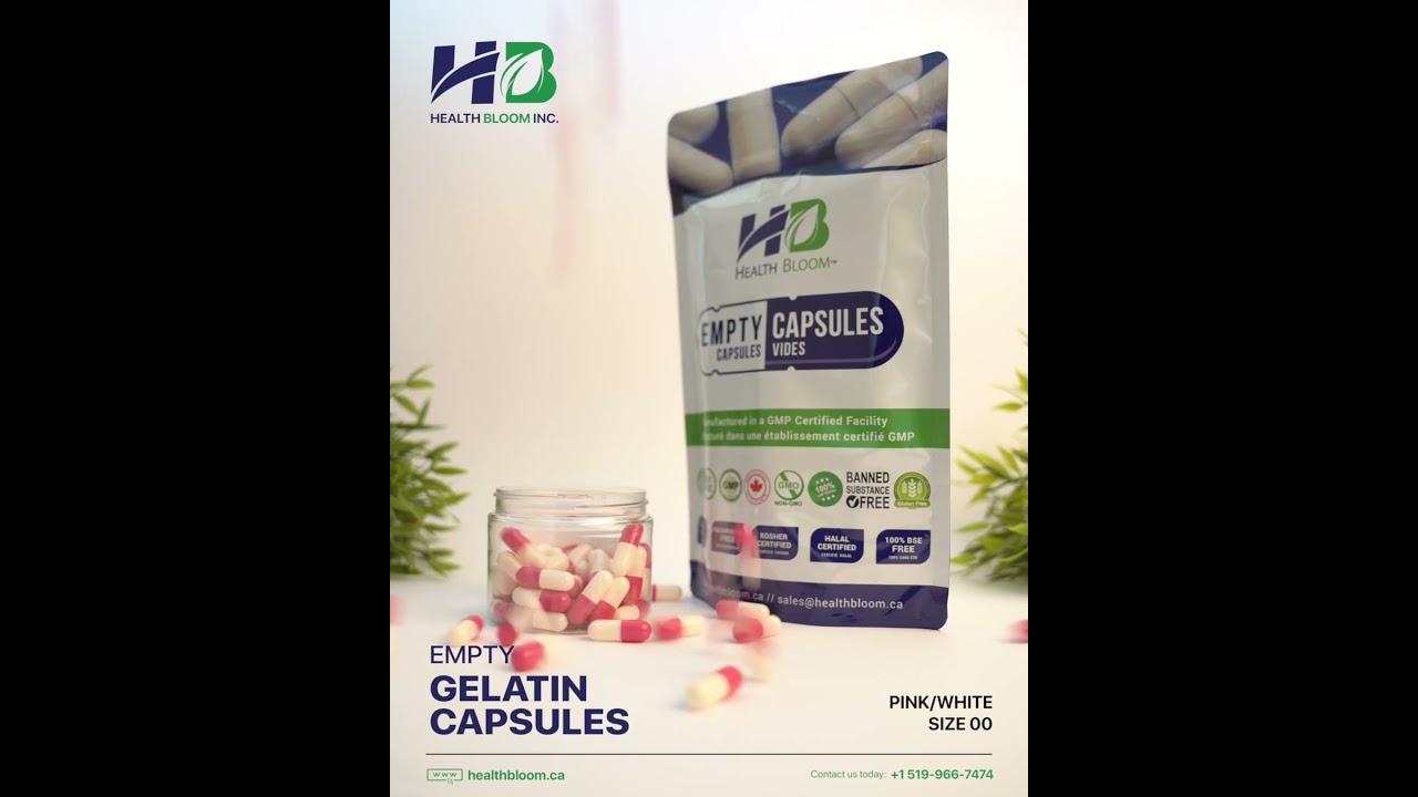 Pink White Empty Gelatin Capsule - Size 00