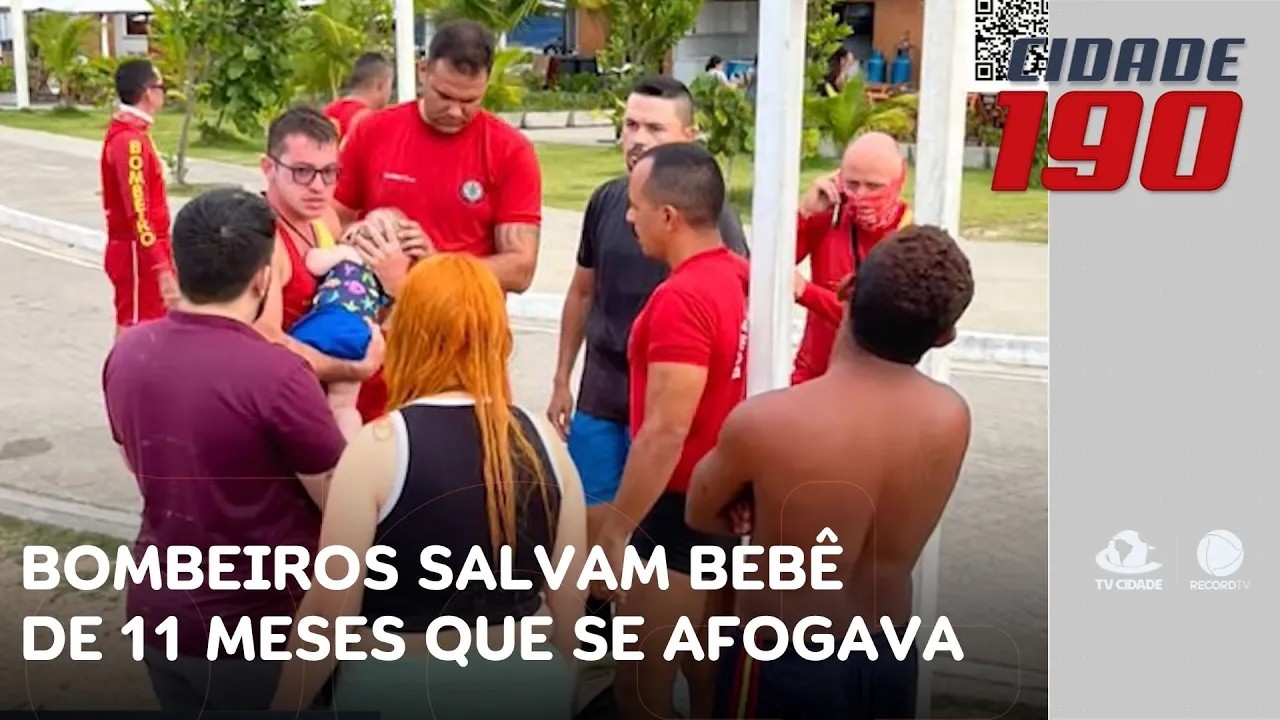 Bombeiros salvam bebê de 11 meses que se afogava durante banho de mar com os pais | Cidade 190