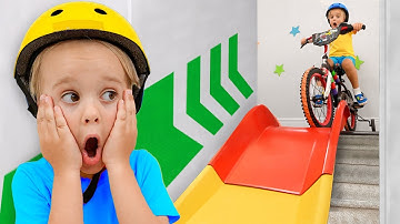 Chris and Friends Stair Slide Adventure Safety and Sharing