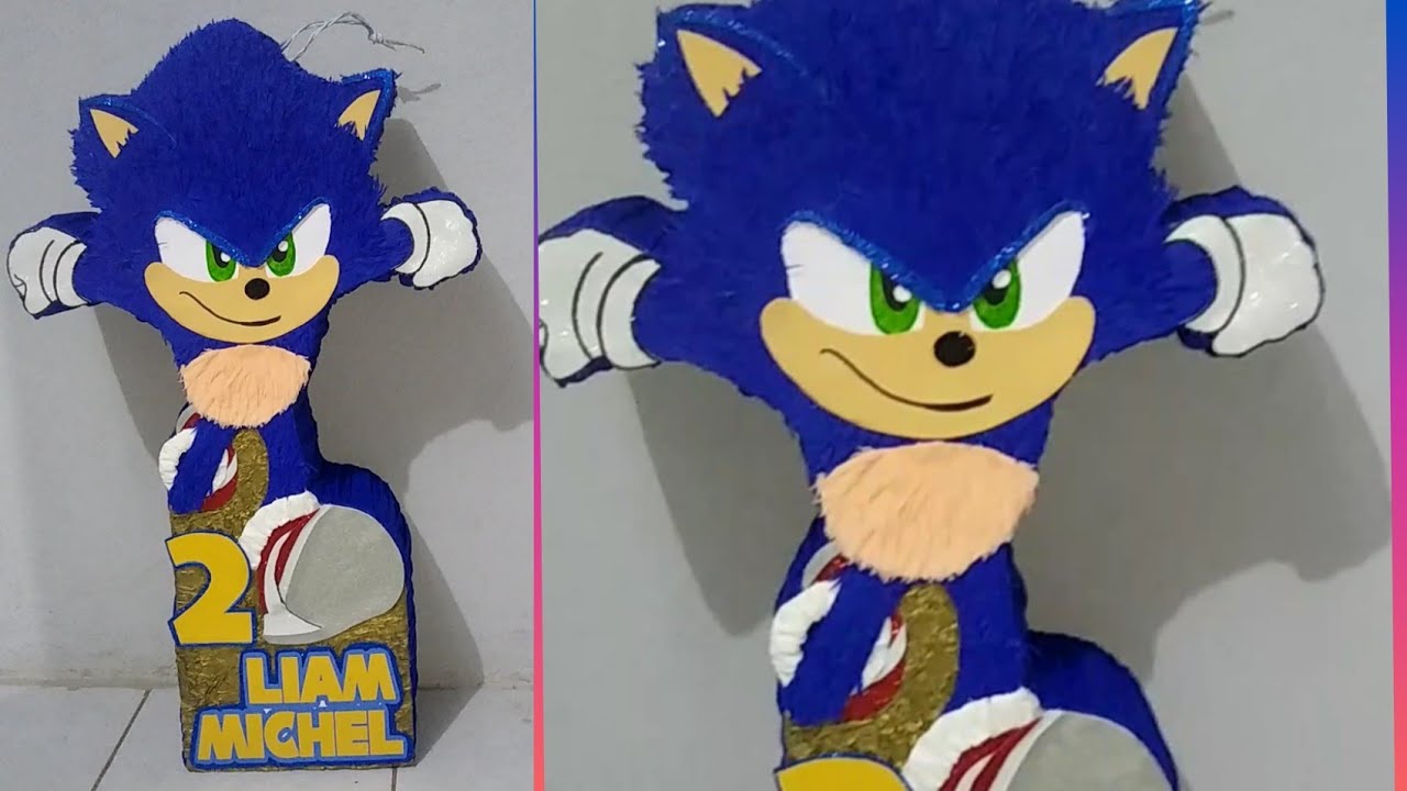 piñata de Sonic con técnica de pasto 