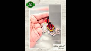 Handcrafted Indigenous Seed Bead Earrings: Fancy Shawl Dancer with Dentalium Fringe - Dangle, Stu...