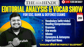 The Hindu Editorial Analysis & Vocab Show | 20 Dec 2025 The Hindu Vocabulary | by Bhragu Sir