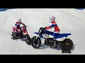 2x DIRT BIKE SUPER RIDER ON ICING SNOW, EXTREME JUMPING.