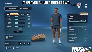 Complete Guide of the MyPlayer Builder Explained in TopSpin 2K25!