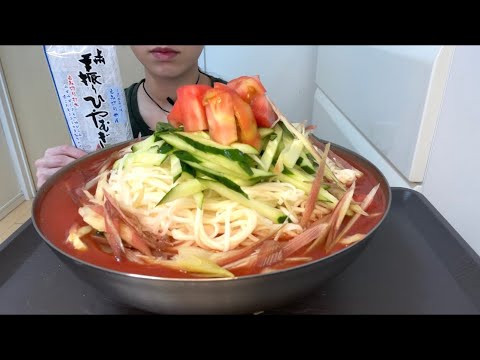 【ASMR 咀嚼音】ぶっかけ冷やしトマトジュース素麺！Chilled tomato juice somen noodles！🍅🍅🍅