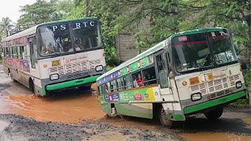 APSRTC bus driving in potholes off road