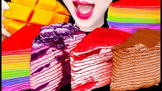 Asmr Rainbow Crepe Cake, Mango 크레이프 케이크 먹방 Mukbang, Eating