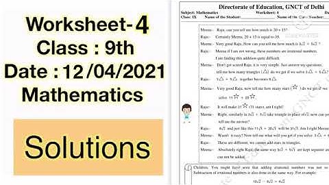 Class 9th Maths worksheet-4 || 12/04/2020 || solutions || Doe worksheet ||