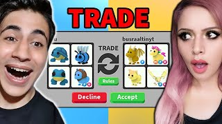 BÜŞRA AĞLADI !! TEK RENK TRADE CHALLENGE !! ( Roblox Adopt Me )